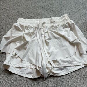 Women's White Elastic Waist Shorts